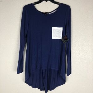 NWT JW Style Long Sleeve Blue and White Top Size S